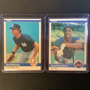 1984 Fleer Baseball RC Rookie Card Lot (2) Don Mattingly / Darryl Strawberry
